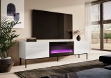 RTV SLIDE 200K kabinet med en elektrisk pejs p en sort ramme 200x40x57 cm alt i hvid hjglans #2
