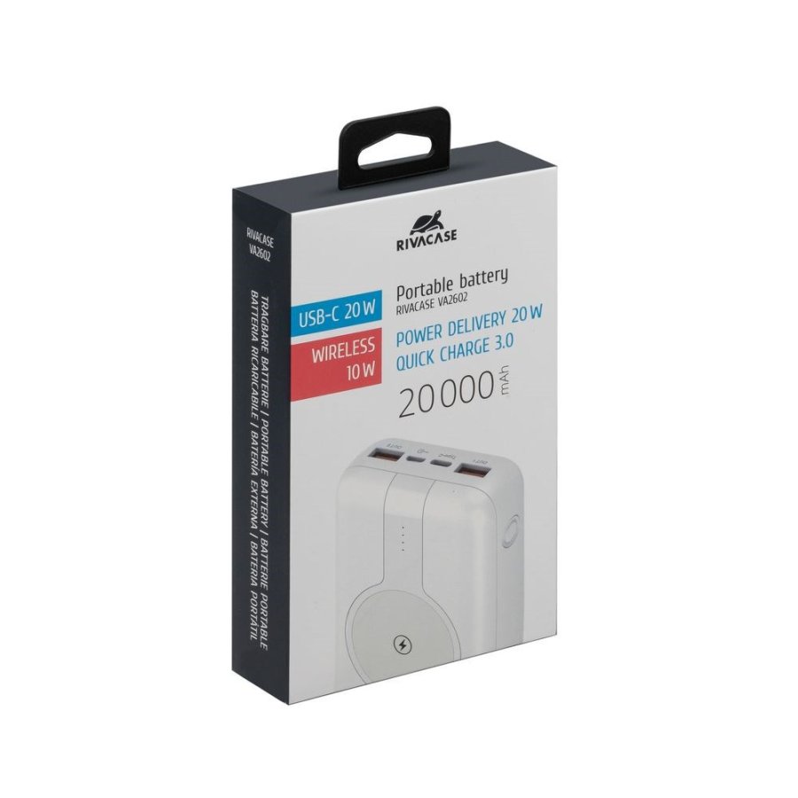 Powerbank RIVACASE 20000 mAh USB-C 20W + Qi 10W hvid (1x USB-C PD 20W, 2 USB-A QC 3.0 18W), hvid #5