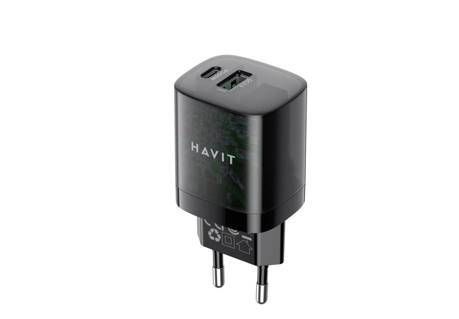 Havit UC303 EU - GaN 30 W rejseoplader med to porte, sort #1