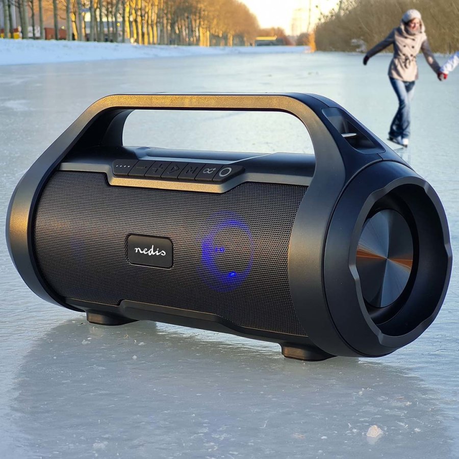 Bluetooth Party Boombox | 6 timer | 2.0 | 120 W | Medieafspilning: AUX / Micro SD / USB | IPX5 | Kan parres | Brehndtag | Fest lys | Sort #15