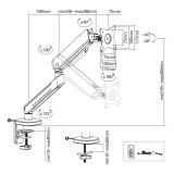 NanoRS gaming monitor mount, RGB LED-baggrundsbelysning, 17-32, maks. 9 kg, VESA 75x75 / 100x100, RS165 #3
