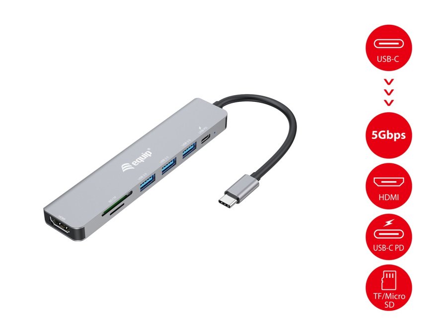 Equip 133494 dockingstation Ledningsf�rt USB 3.2 Gen 1 (3.1 Gen 1) Type-C S�lv #5