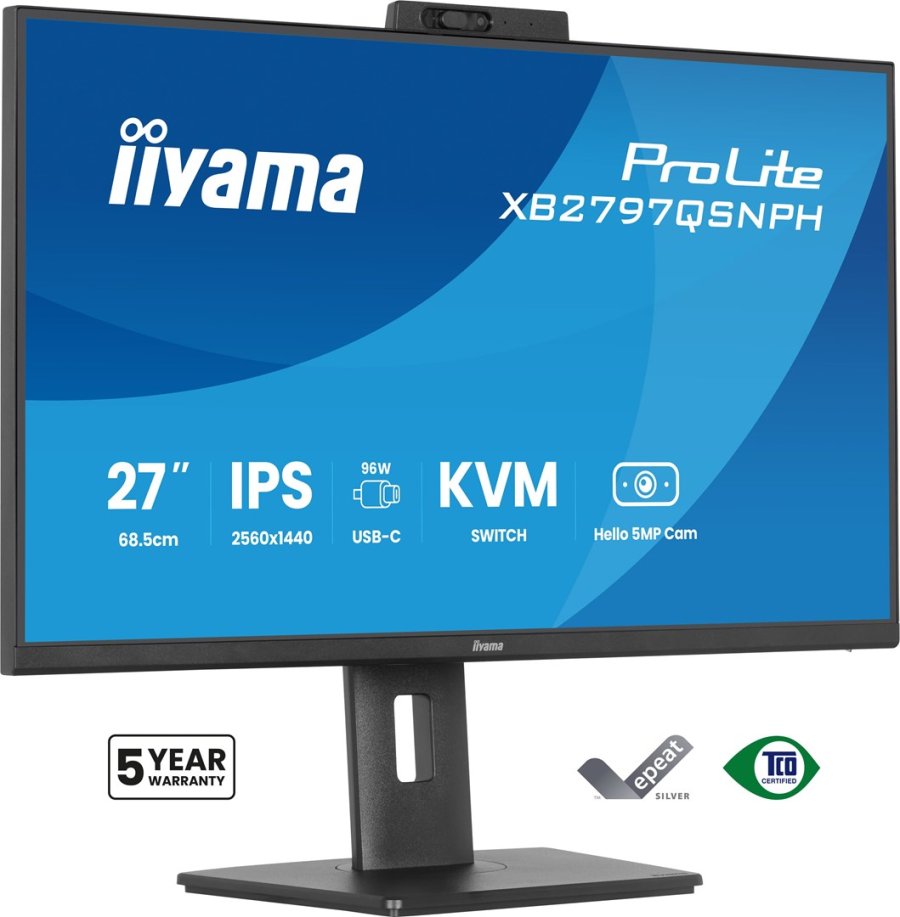 iiyama ProLite XB2797QSNPH-B1 27IN IPS LCD 4MS 2560X1440 350CD/M2 HDMI/DP/USB 2 computersk�rm 68,6 cm (27