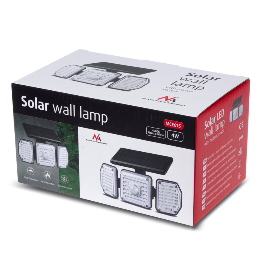 LED-solcellelampe med bevgelsessensor Maclean IP65, 4W, 320lm, 4000K, Li-ion 1200 mAh, 3 driftstilstande MCE615 #9