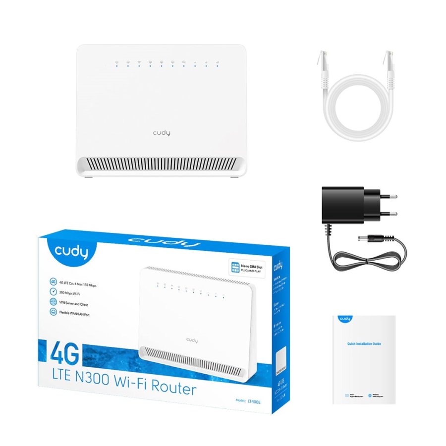 Cudy LT400E trdls router Hurtigt ethernet Enkelt band (2,4 GHz) 4G Hvid #5