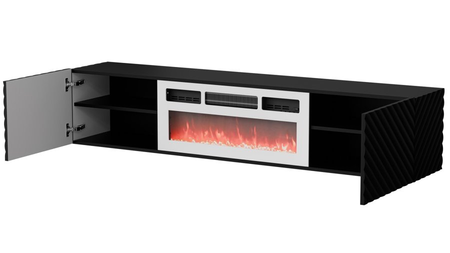 Cama RTV-skab LARA 183x35x37 sort mat + hvid pejs #2
