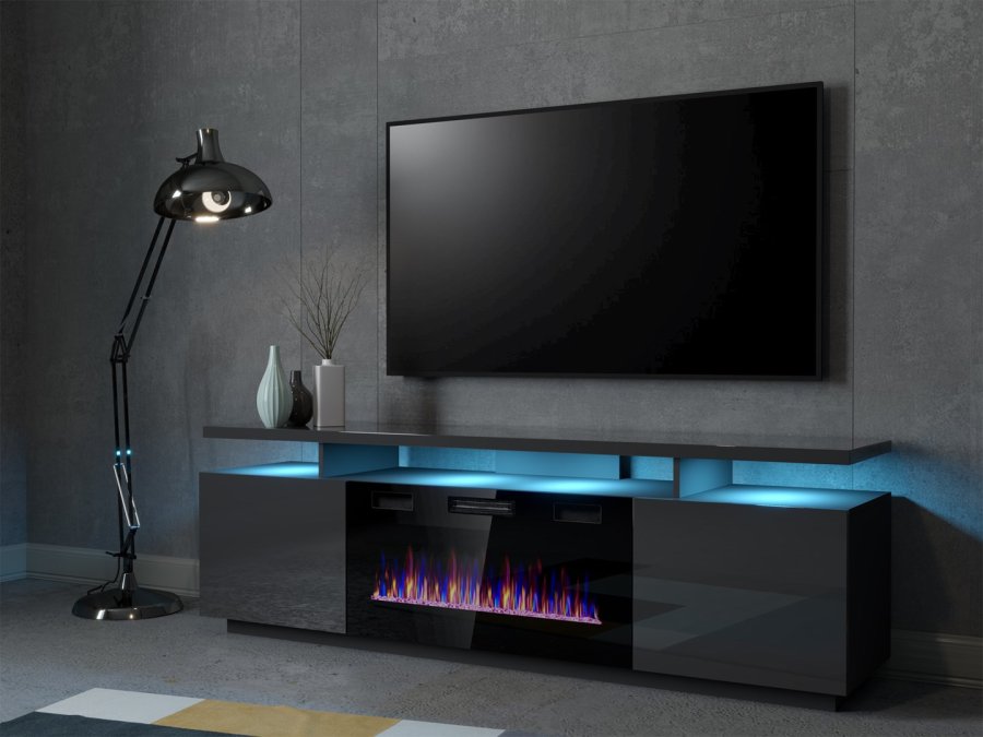 RTV EVA-skab med elektrisk pejs 180x40x52 cm grafit/blank grafit #3