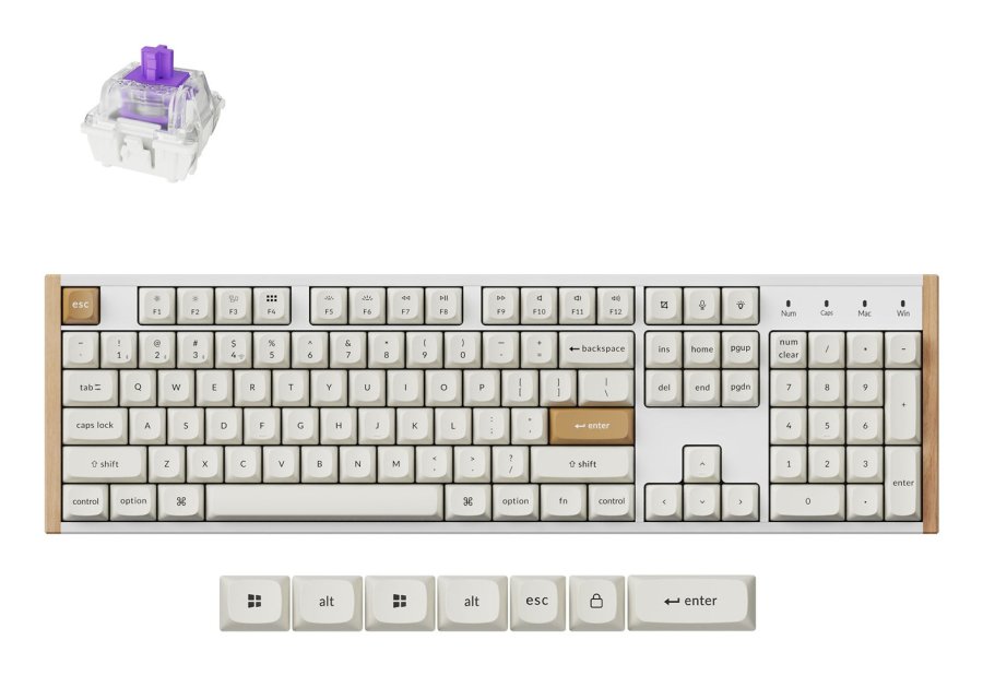 Keychron K10 HE tastatur Spil USB + RF Wireless + Bluetooth QWERTY Engelsk Hvid, Tr� #1
