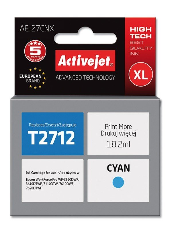 Activejet AE-27CNX Ink (erstatning Epson 27XL T2712; Supreme; 18 ml; bl) #1