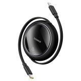 Baseus Free2Pull Udvideligt USB C til iP Ligtning hurtigopladningskabel 1 m 20 W Sort #3