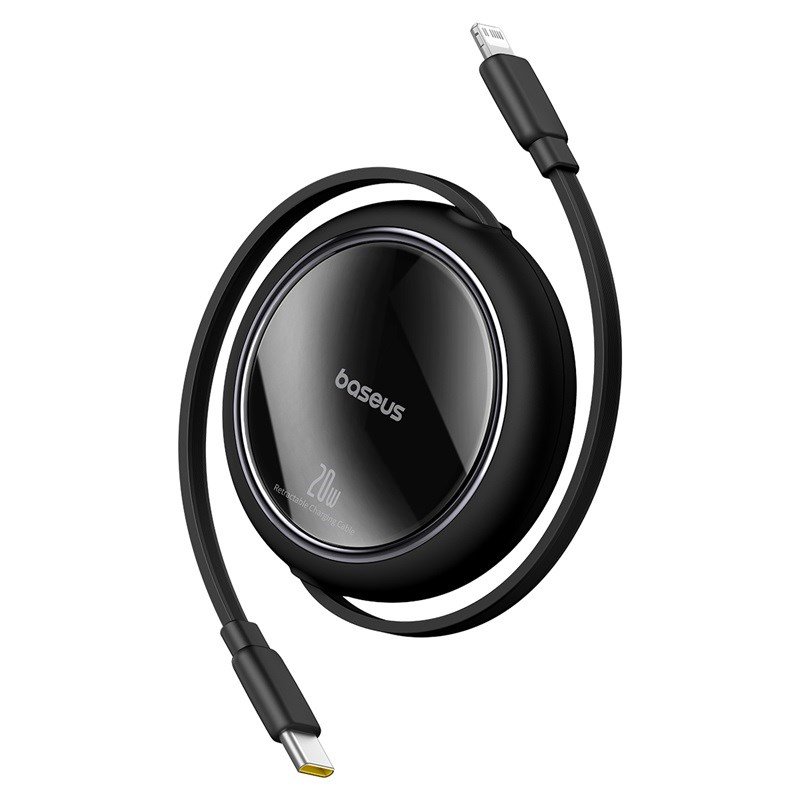 Baseus Free2Pull Udvideligt USB C til iP Ligtning hurtigopladningskabel 1 m 20 W Sort #3