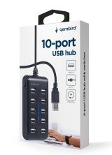 Gembird UHB-U2P10P-01 10-ports USB 2.0 hub, sort #5