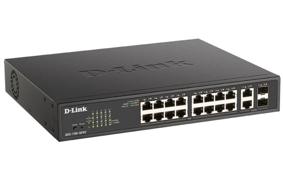 D-Link DGS-1100-18PV2 netv�rksswitch Administreret L2 Gigabit Ethernet (10/100/1000) Str�m over Ethernet (PoE) 1U Sort #2