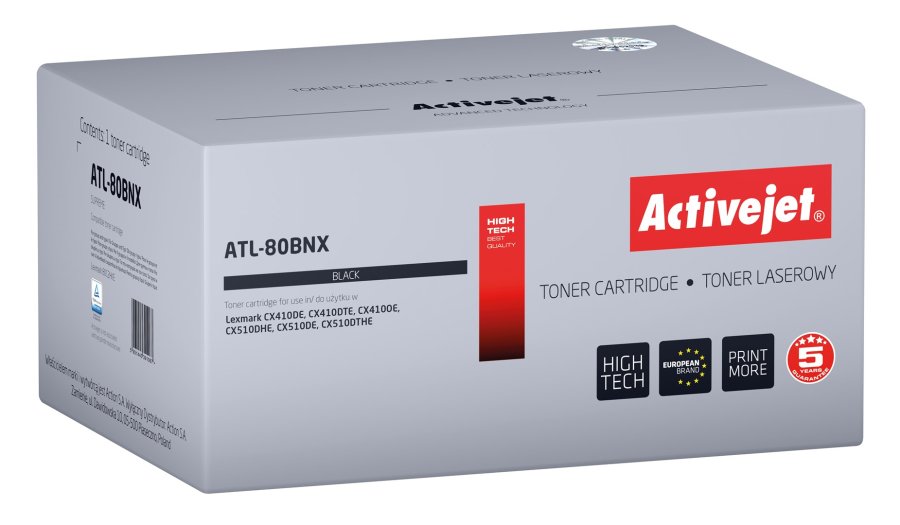 Activejet toner ATL-80BNX (erstatning for Lexmark 80C2HKE, Supreme; 4000 sider; sort) #1
