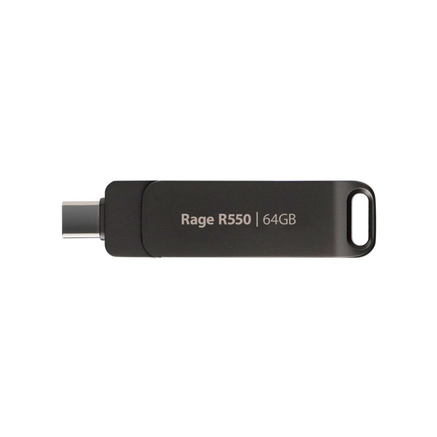 Flashdrive PATRIOT Rage R550 64GB 100 MB/S USB A+C Drejeligt design (PE64GR550DSAD) Sort #3