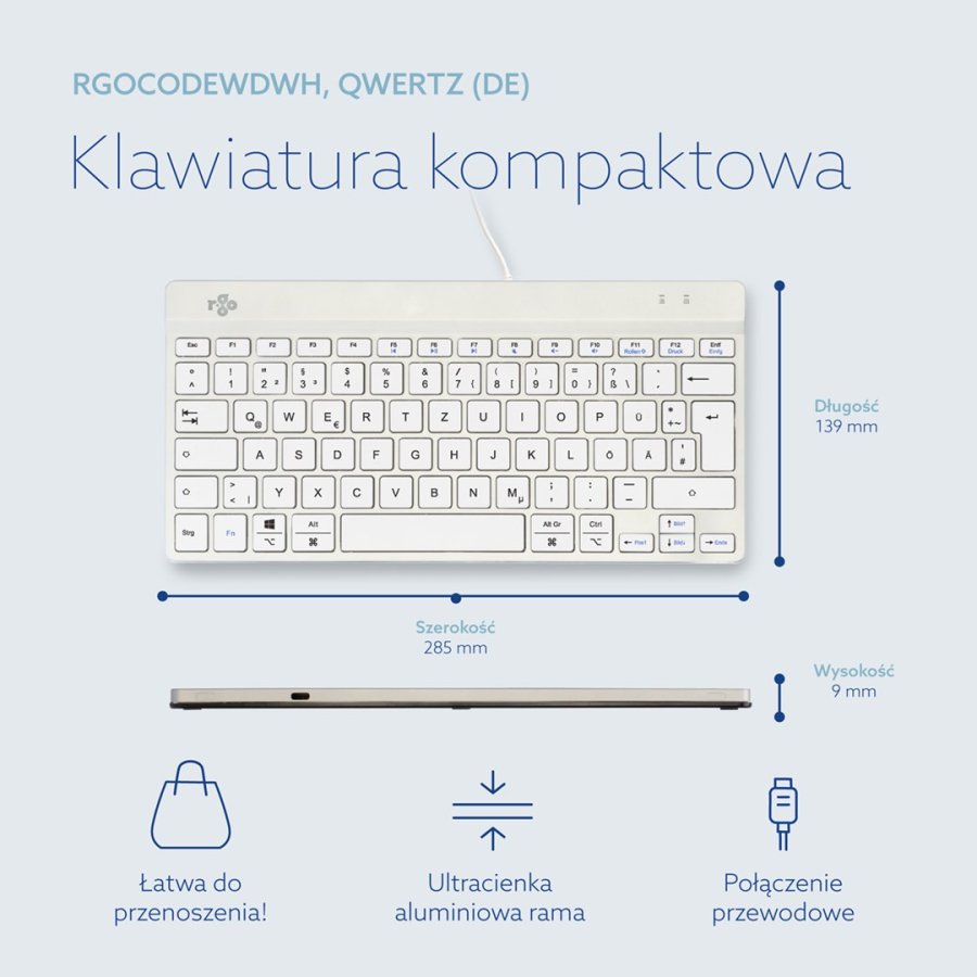 R-Go Tools Ergonomisch toetsenbord R-Go Compact Break, compact toetsenbord met pauzesoftware, QWERTZ (DE), bedraad, wit #13