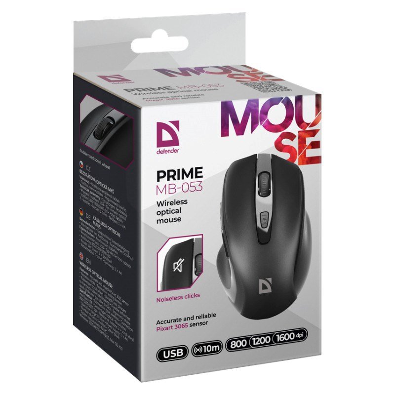 Optisk trdls mus Defender DEFENDER PRIME MB-053 RF SILENT Sort #4
