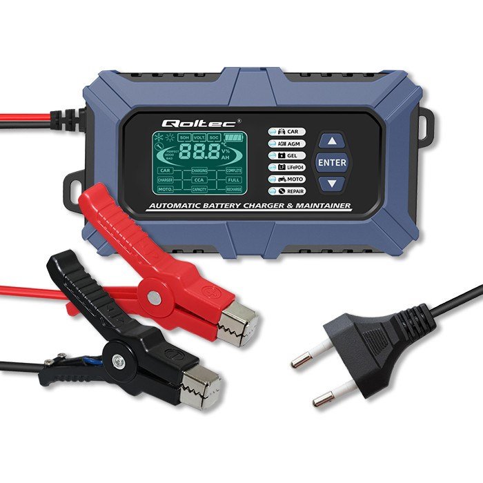 Qoltec 52488 Intelligent mikroprocessorbaseret oplader med batteritester og reparationsfunktion 12V | 6A | LCD | Batterioplader til AGM LiFePO4 GEL batterier #7