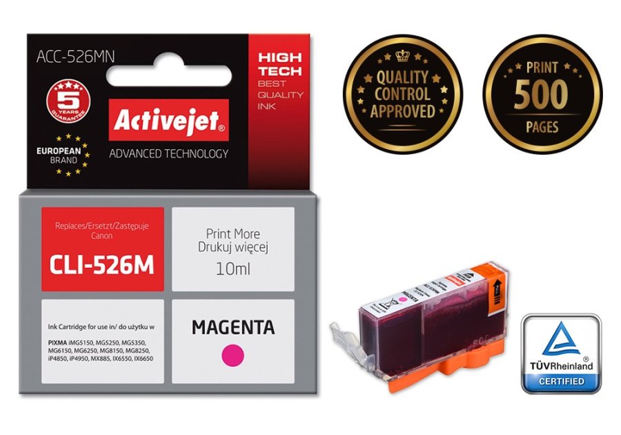 Activejet ACC-526MN blk (Canon CLI-526M erstatning; Supreme; 10 ml; rd), #2