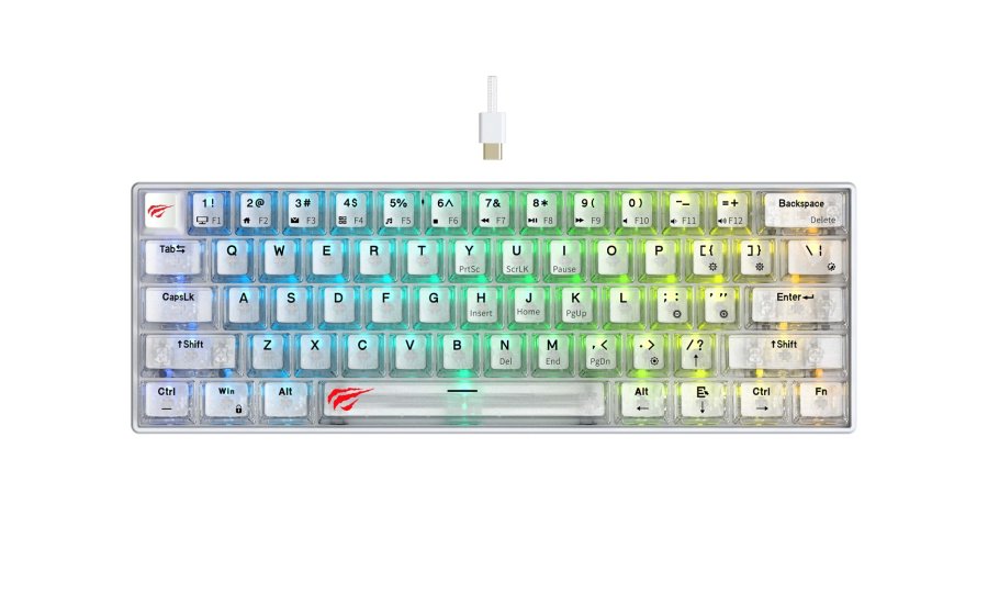 Havit KB903L - gaming-tastatur (gennemsigtig hvid) #6