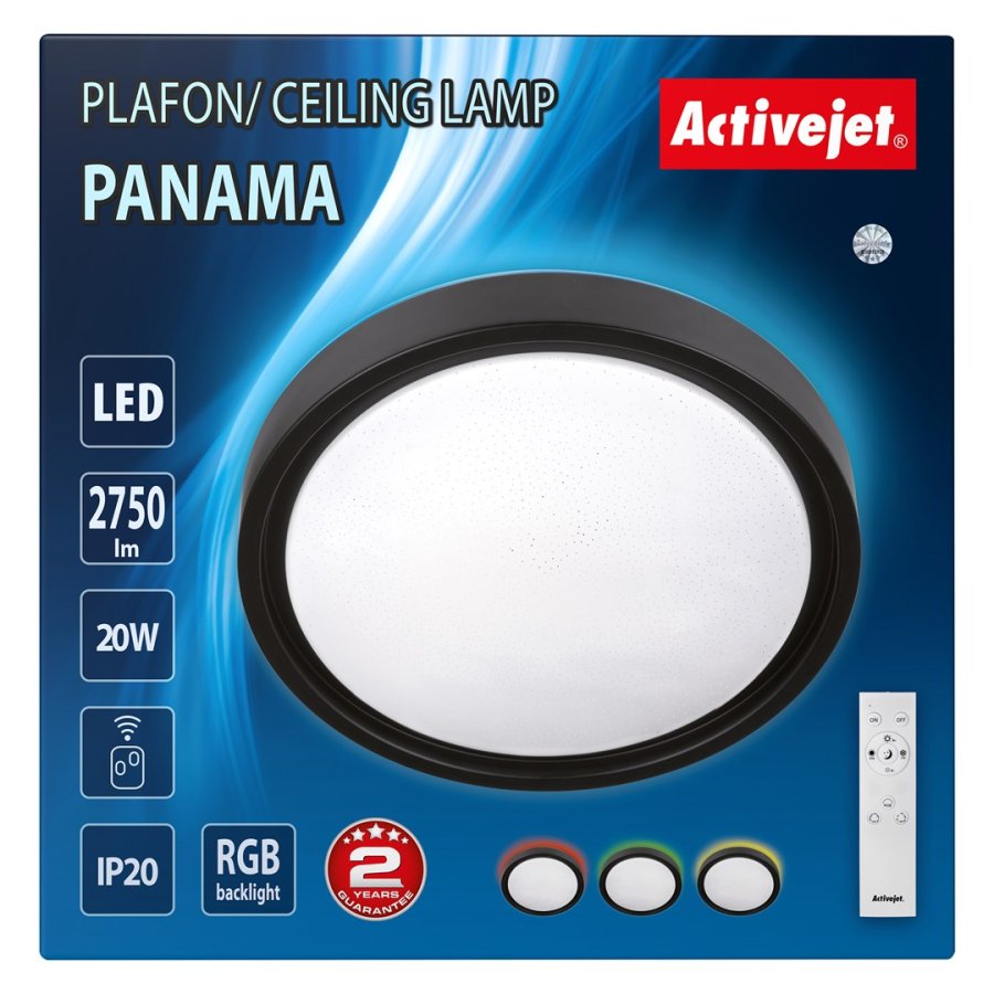 Activejet LED Plafond AJE-PANAMA RGB sort + fjernbetjening #7