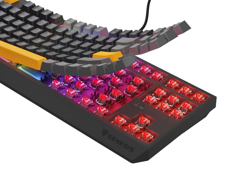 GENESIS Thor 230 TKL tastatur Spil USB + RF Wireless + Bluetooth QWERTY Sort, Gr, Orange #18