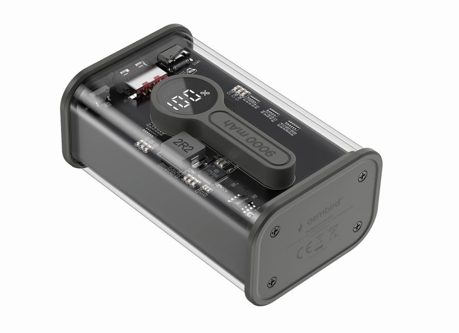 Gembird PB09-TQC3-01 powerbank Lithium polymer (LiPo) 9000 mAh Sort, Transparent #1