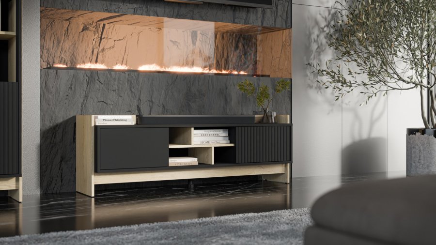 Cama RTV PORTO 2D-skab 150x38x50 eg/sort #6