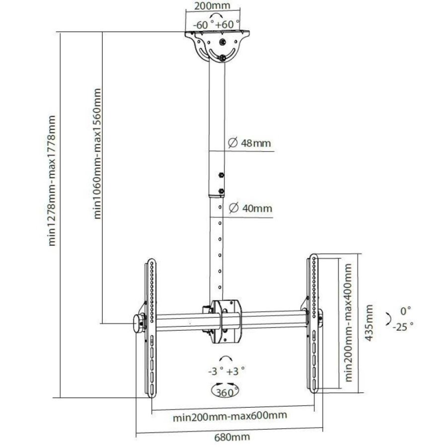 Techly ICA-CPLB 946L skrmbeslag til skiltning 177,8 cm (70