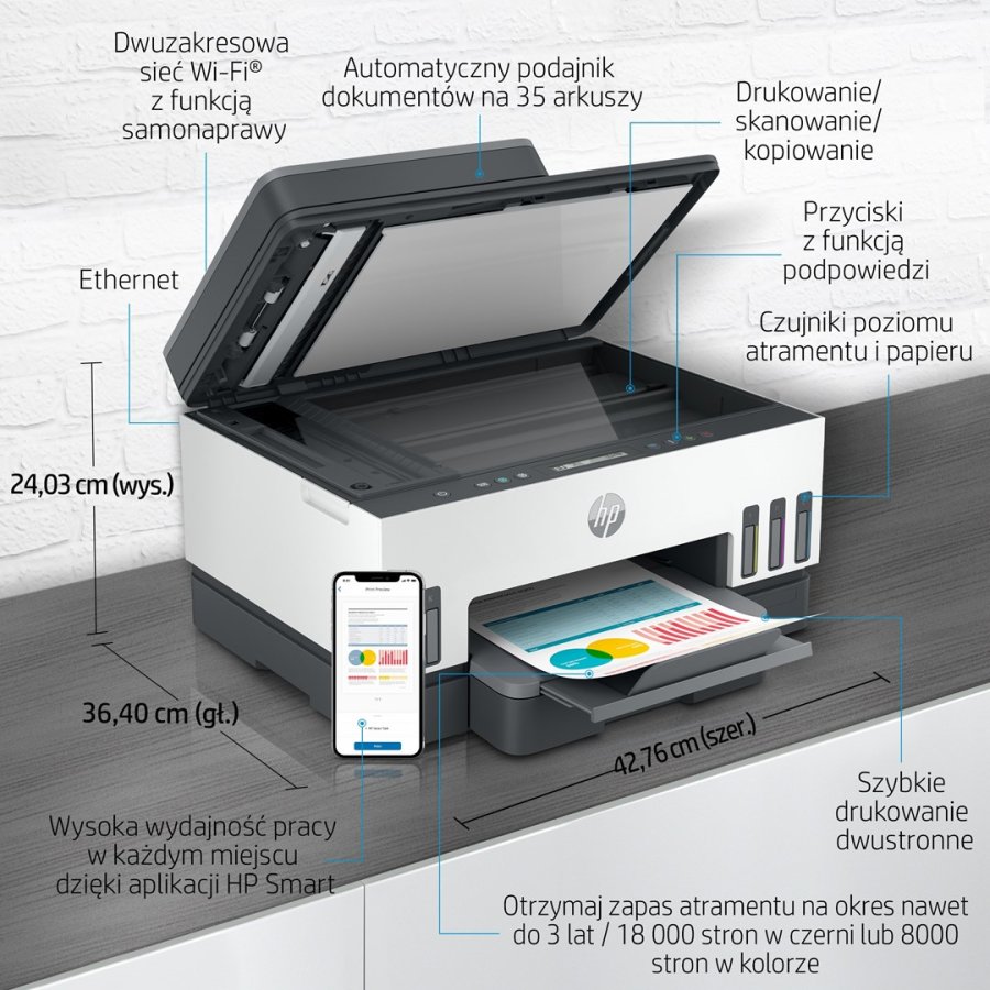 HP Smart Tank 750 All-in-One Termisk inkjet A4 4800 x 1200 dpi 15 sider pr. minut Wi-Fi #5