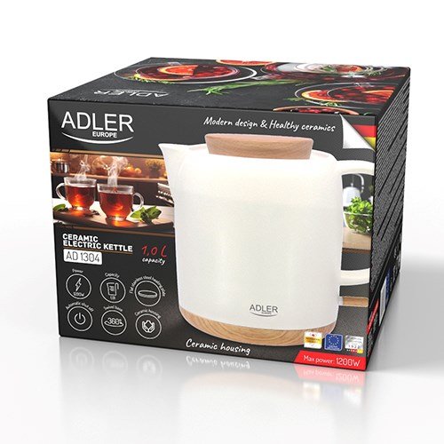 Adler Electric Kettle | AD 1304 | Electric | 1200 W | 1 L | Ceramic | 360 rotational base | White #5