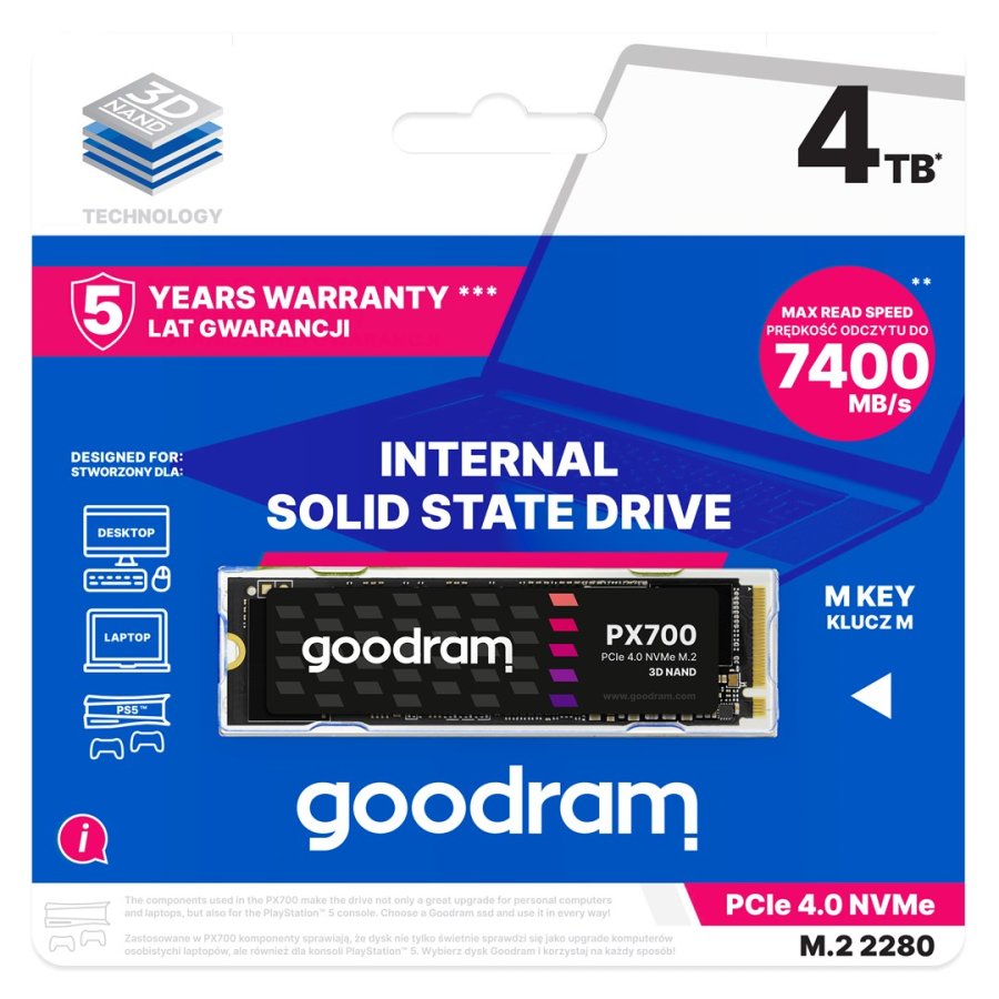 Goodram PX700 SSD SSDPR-PX700-04T-80 intern solid state drev M.2 4,1 TB PCI Express 4.0 NVMe 3D NAND #2