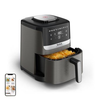 Tefal Easy Fry Silence EY551HE0 frituregryde Enkelt 5 L Enkeltstende Varmluftsteger Sort, Gr, Rustfrit stl #1