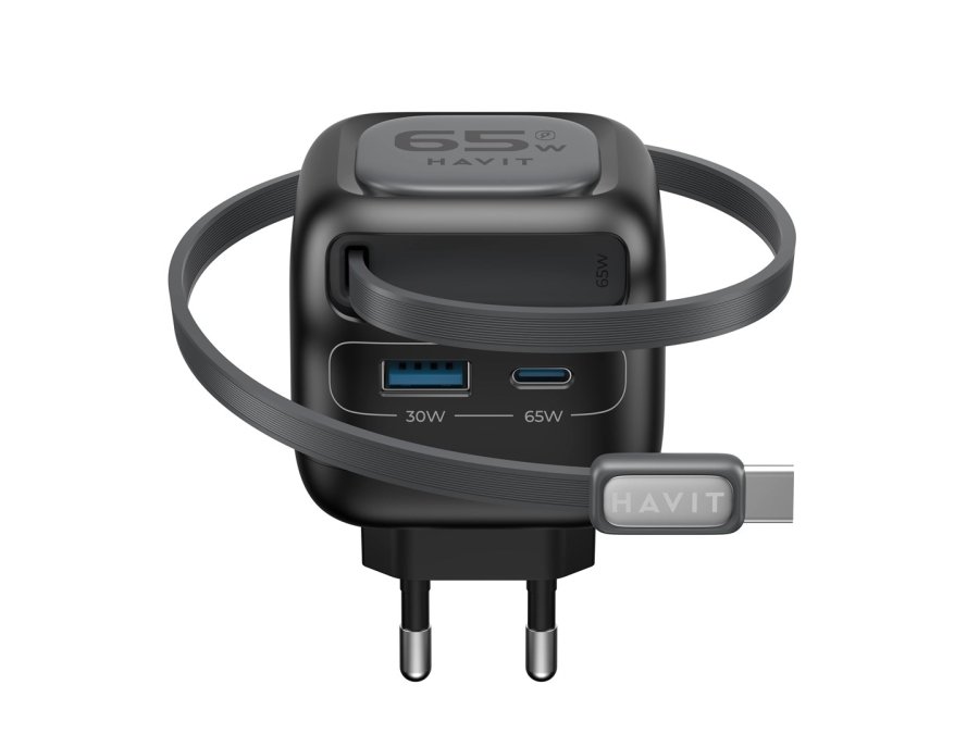 Havit UC253 EU - GaN-rejselader med udtr�kkeligt kabel, 65 W (sort) #5