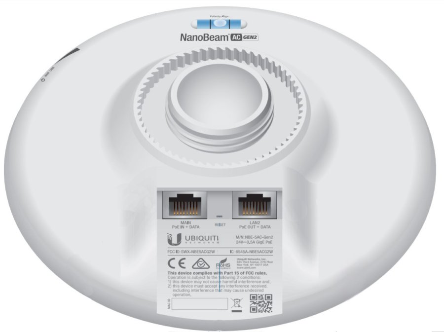 Ubiquiti NanoBeam 5AC Gen 2 Netv�rksbro 450 Mbit/s Hvid #7