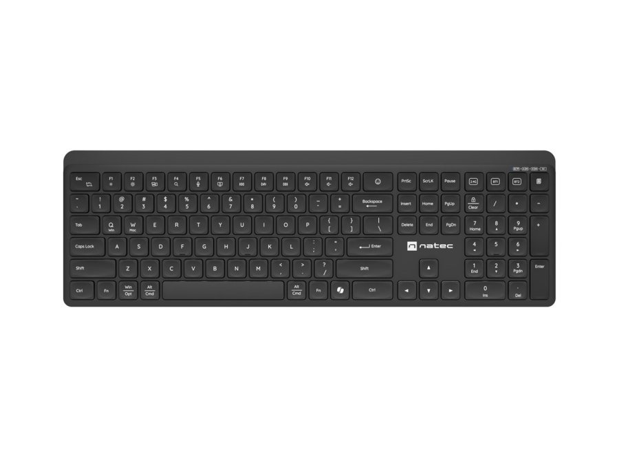Natec Tang US tr�dl�st tastatur BT + 2.4 GHz lydsvagt slim sort #1