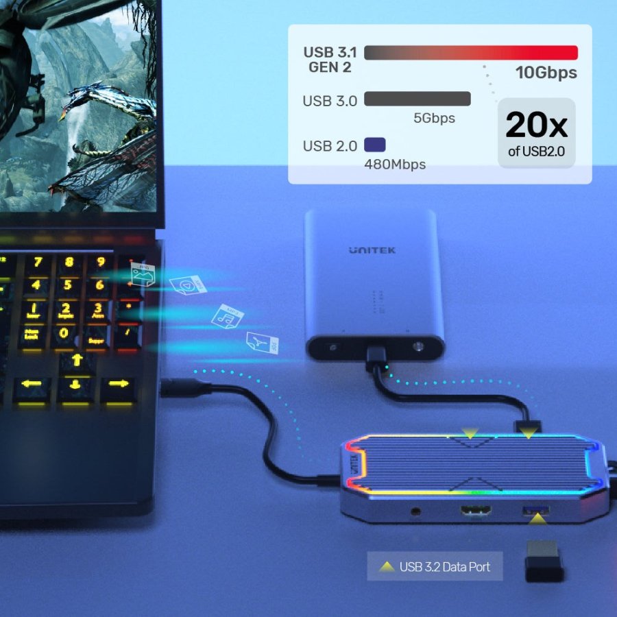 UNITEK uHUB S7+ Ledningsfrt USB 3.2 Gen 2 (3.1 Gen 2) Type-C Gr #6