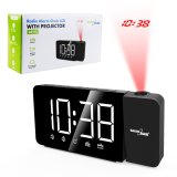 Digital LED-radiowecker med GreenBlue-projektor, FM-radio, alarm, 12/24-timers ur, str�mforsyning USB 5V DC + CR2032, GB172 #1