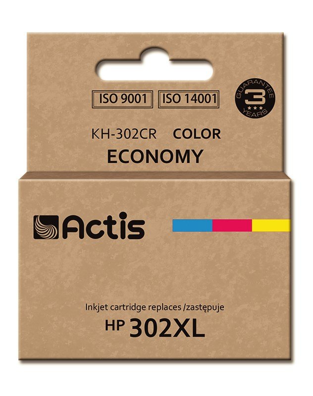Actis KH-302CR Blk (erstatning HP 302XL F6U67AE; premium; 21 ml; farve) #1
