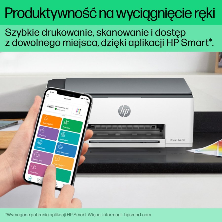 HP Smart Tank 580 All-in-One Printer, Home and home office, Print, copy, scan, Wireless; High-volume printer tank; Print from phone or tablet; Scan to PDF #9