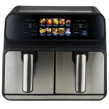ProfiCook PC-FR 1287 H Dobbelt 8 L Enkeltstende 2200 W Varmluftsteger Sort, Rustfrit stl #1