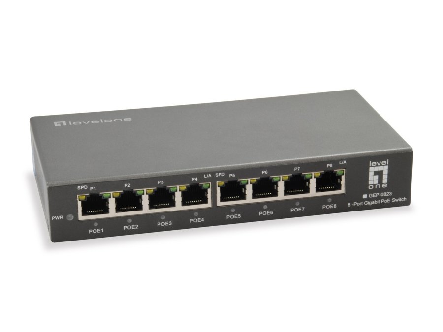 LevelOne GEP-0823 netv�rksswitch Gigabit Ethernet (10/100/1000) Str�m over Ethernet (PoE) Sort #1