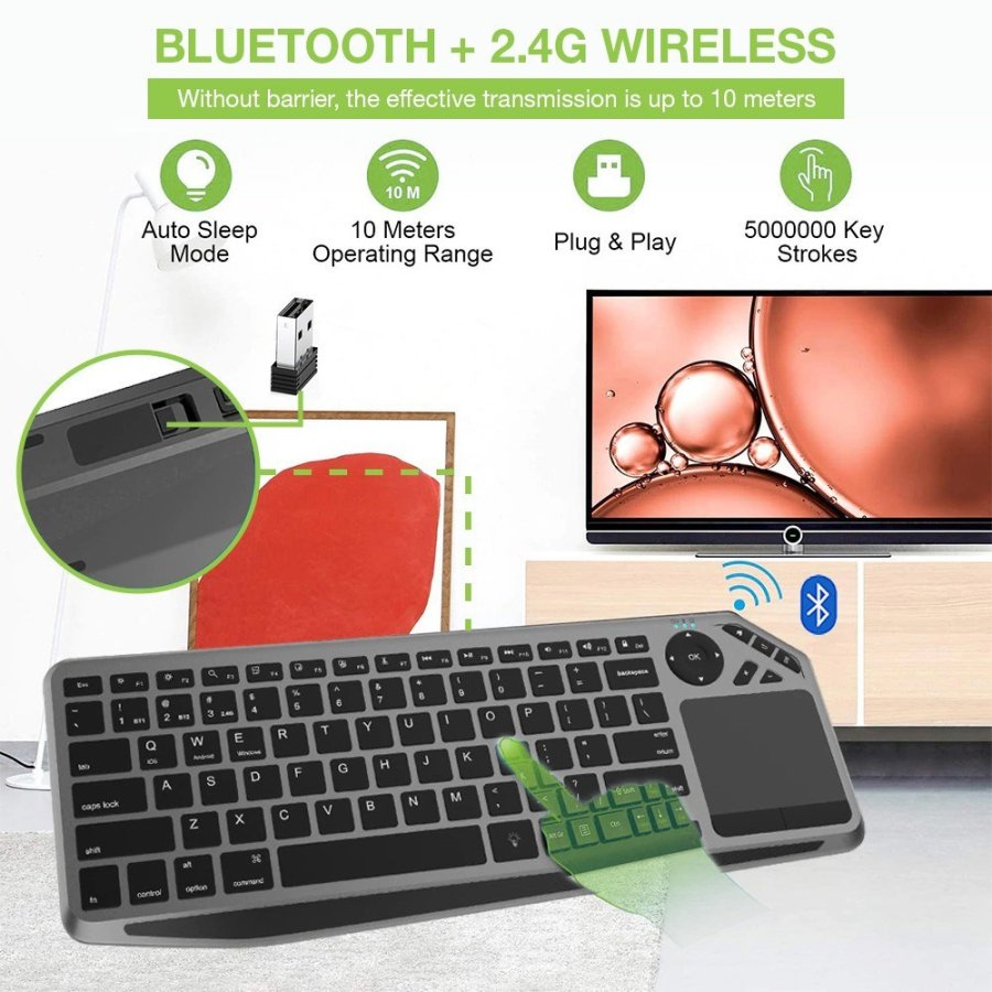 Techly ICTB9801TB tastatur Universel RF trdls + Bluetooth QWERTY US engelsk Sort #5