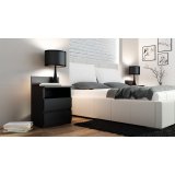 Topeshop M1 CZARNA MAT sengelampe & sengebord 2 skuffe(r) Sort #4