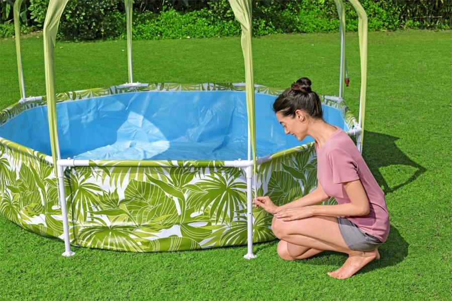 Bestway 56432 / 23 swimmingpool til over jorden Indrammet pool Rund 1688 L Bl�, Gr�n, Hvid #8