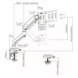 Ergo Office Aluminium Monitor Mount with Gas Spring, Double Arm, VESA 75x75/100x100, 17