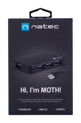 NATEC Hub USB 3.0 Moth (4 porte, sort) #8