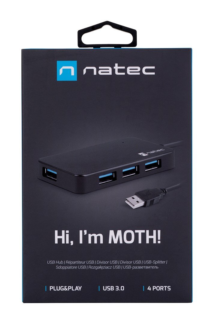 NATEC Hub USB 3.0 Moth (4 porte, sort) #8