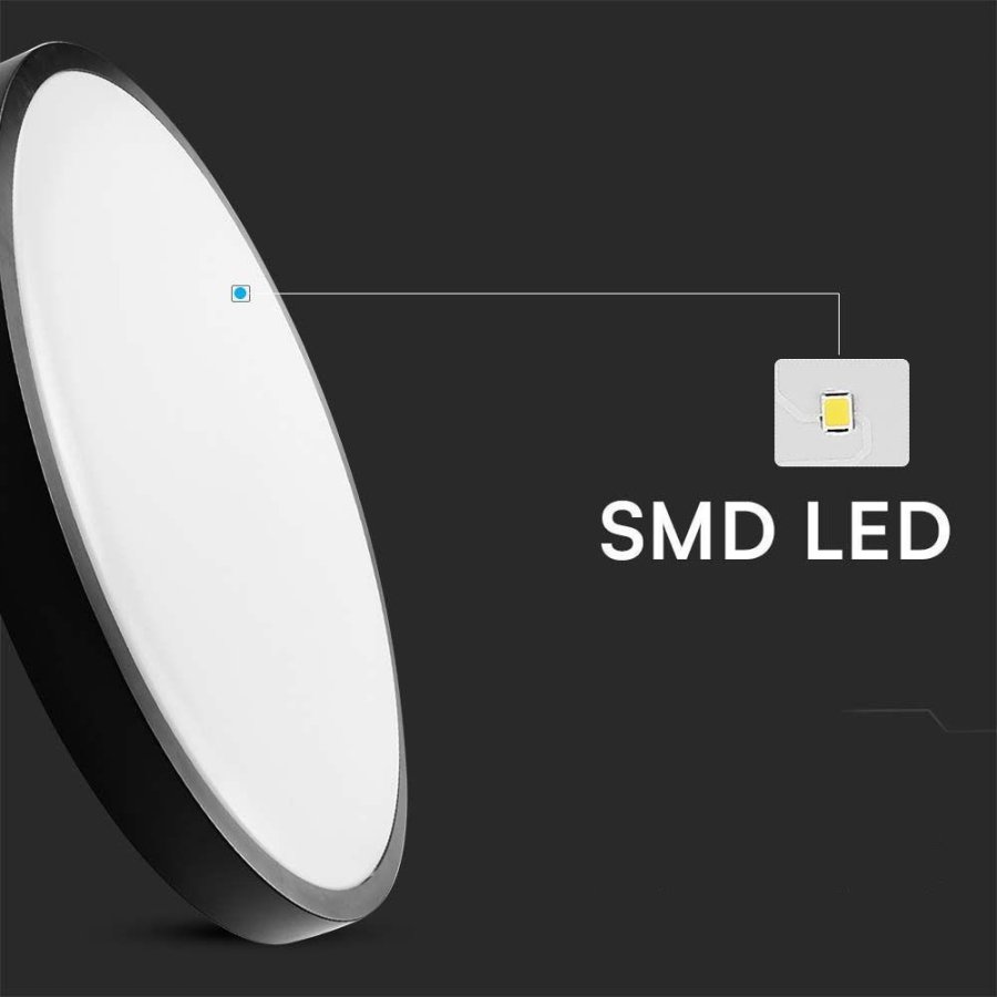 Plafond V-TAC VT-8630B overflademonteret 36W LED IP44 42cm 4000K 3820lm (SKU 76401) Sort #5