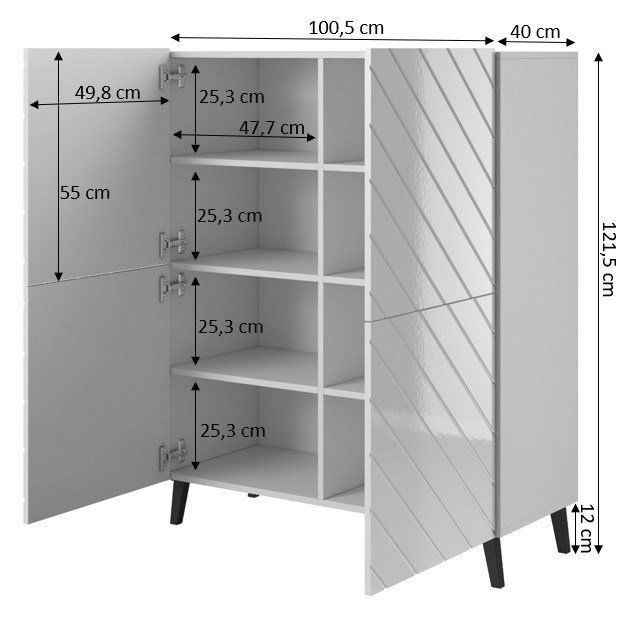 Reol ABETO 100,5 x 40 x 121,5 cm grafit/blank grafit #10